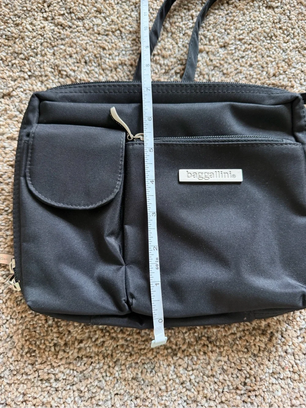 BAGGALLINI Black Nylon Multi-Pocket Convertible Crossbody Shoulder Bag